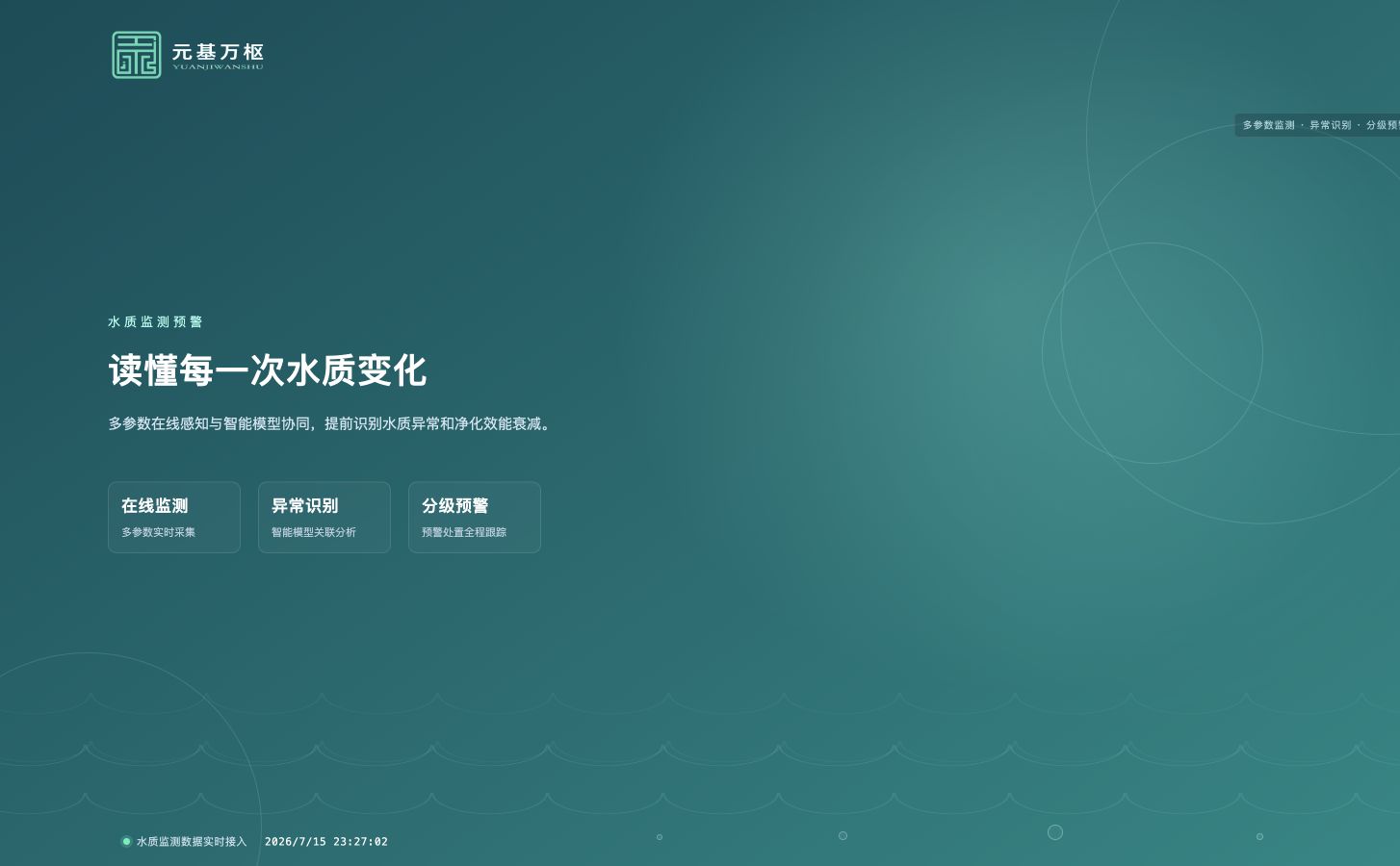管道直饮水水质在线监测与智能预警系统公开产品能力主视觉